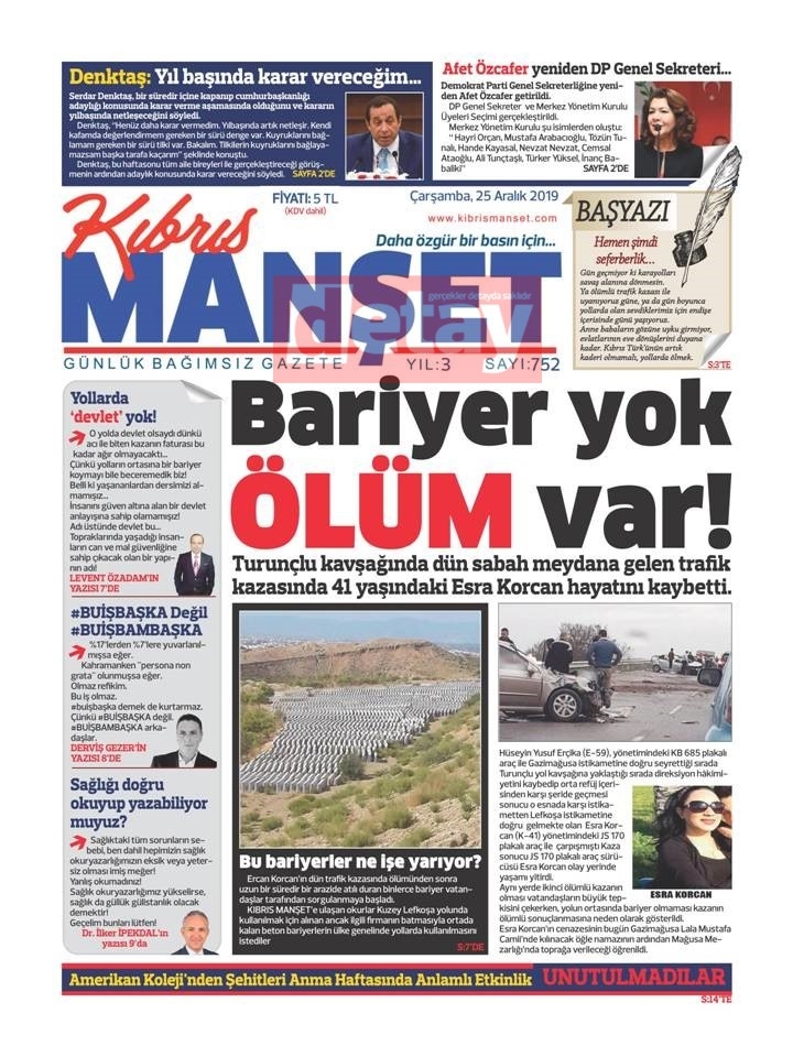 GAZETE MANŞETLERİ 25 ARALIK 2019 ÇARŞAMBA galerisi resim 8