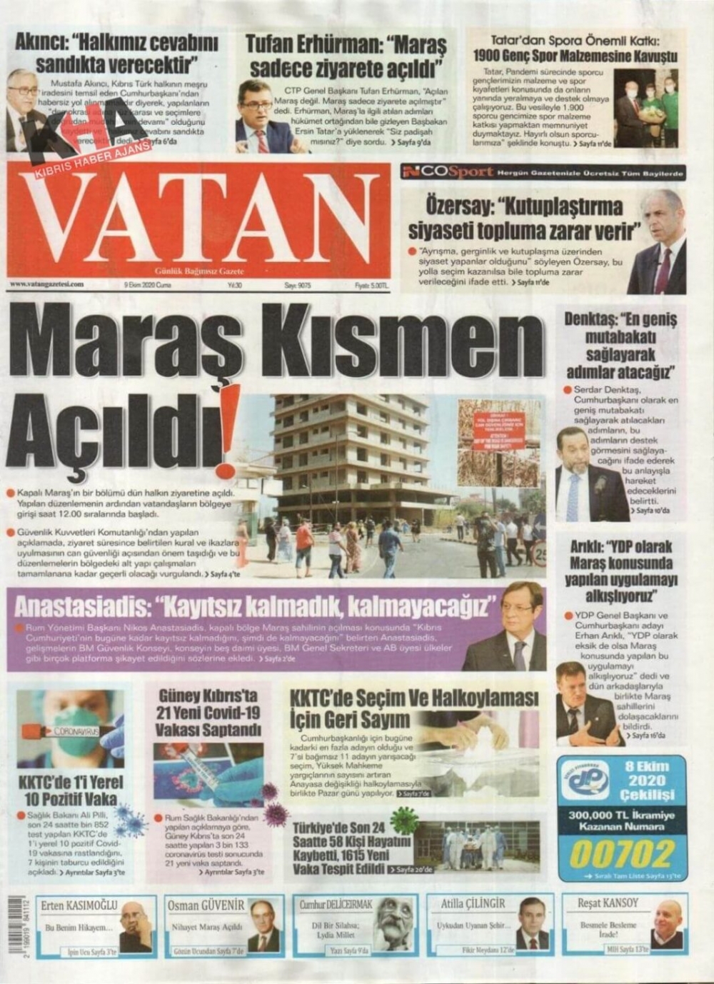 KKTC'de Gazeteler Bugün Ne Yazdı? 09 Ekim 2020 Cuma galerisi resim 9