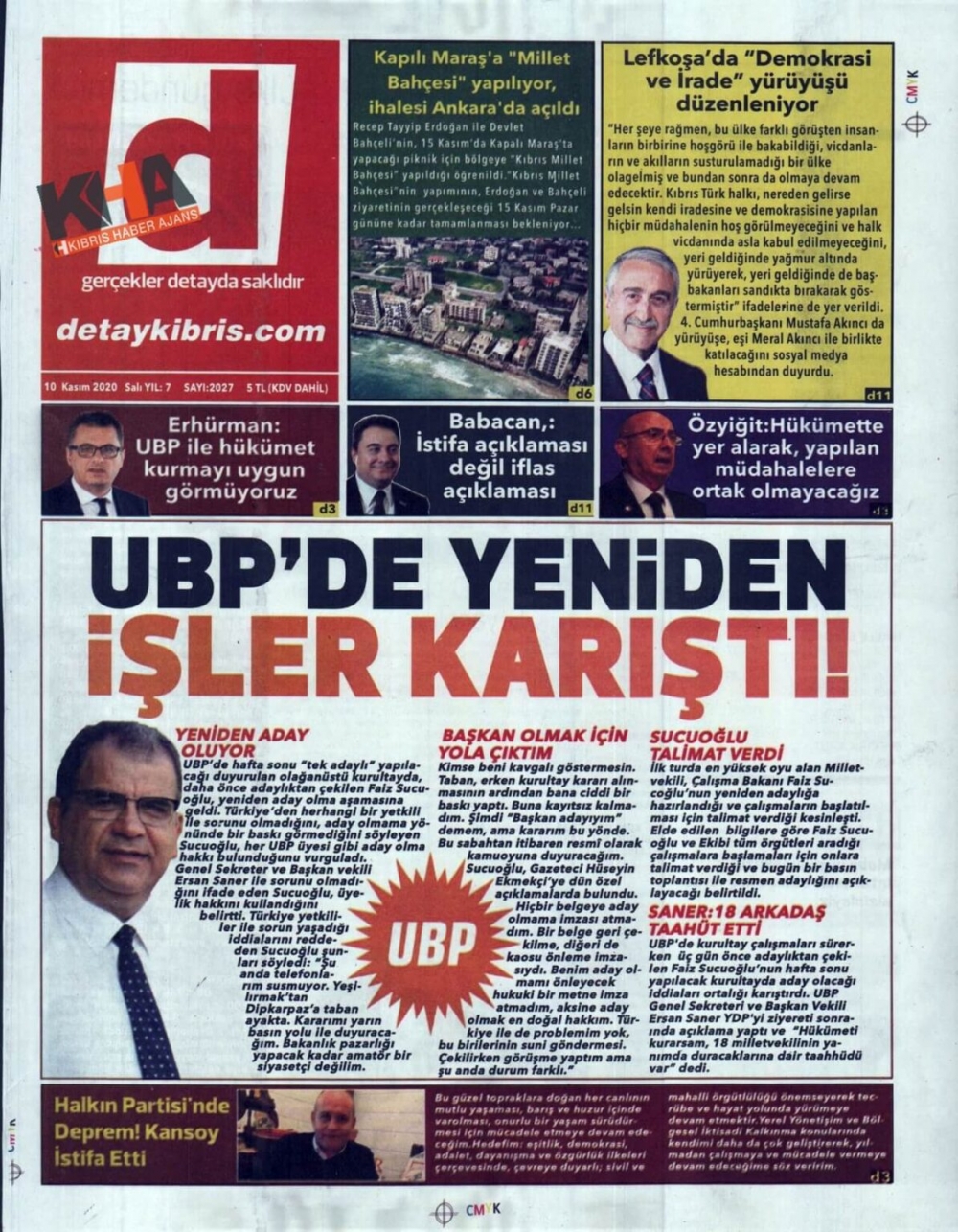 KKTC'de gazeteler bugün ne yazdı? 10 Kasım 2020 galerisi resim 1