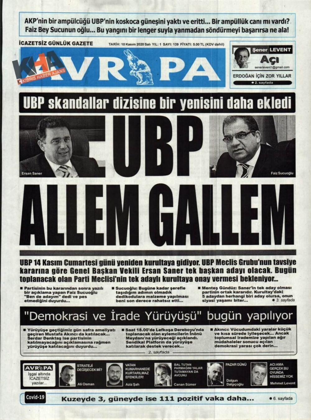 KKTC'de gazeteler bugün ne yazdı? 10 Kasım 2020 galerisi resim 11