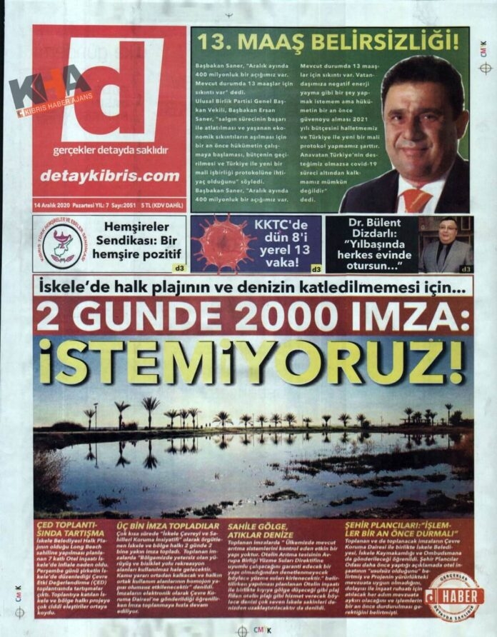 KKTC'de Gazeteler Bugün Ne Manşet Attı? ( 14 Aralık 2020 Pazartesi  galerisi resim 1