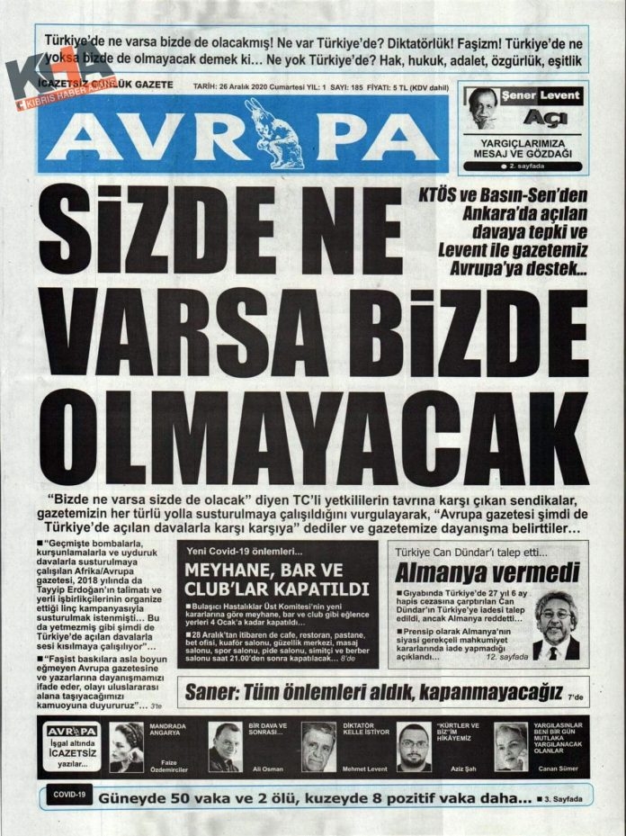 KKTC'de Gazeteler Bugün Ne Manşet Attı? ( 26 Aralık 2020 Cumartesi  galerisi resim 9