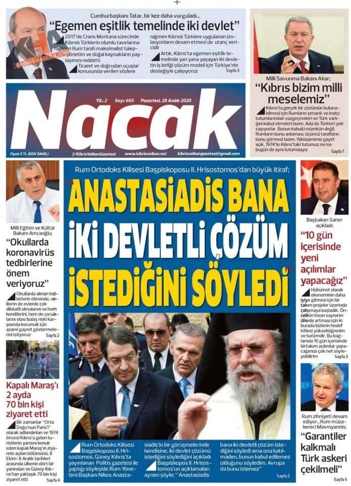 KKTC'de Gazeteler Bugün Ne Manşet Attı? ( 28 Aralık 2020 Pazartesi  galerisi resim 5