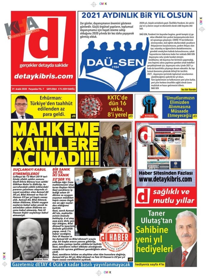 KKTC'de Gazeteler Bugün Ne Yazdı? 31 Aralık 2020 Perşembe galerisi resim 1