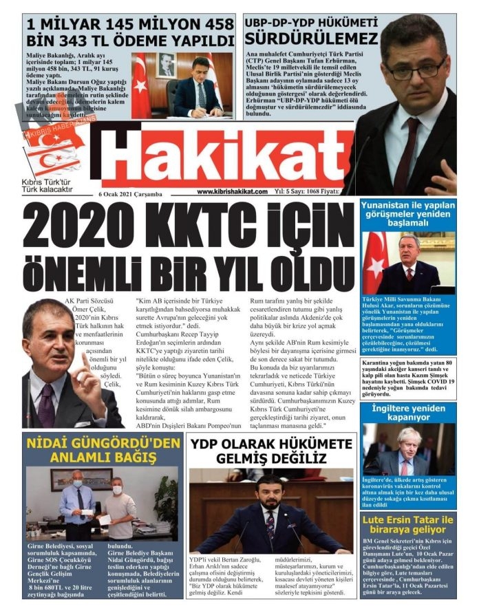 KKTC'de Gazeteler Bugün Ne Manşet Attı? (6 Ocak 2020) galerisi resim 4