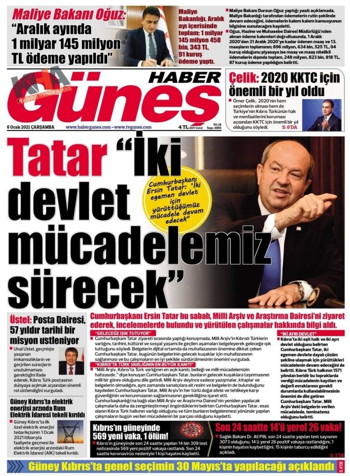 KKTC'de Gazeteler Bugün Ne Manşet Attı? (6 Ocak 2020) galerisi resim 6