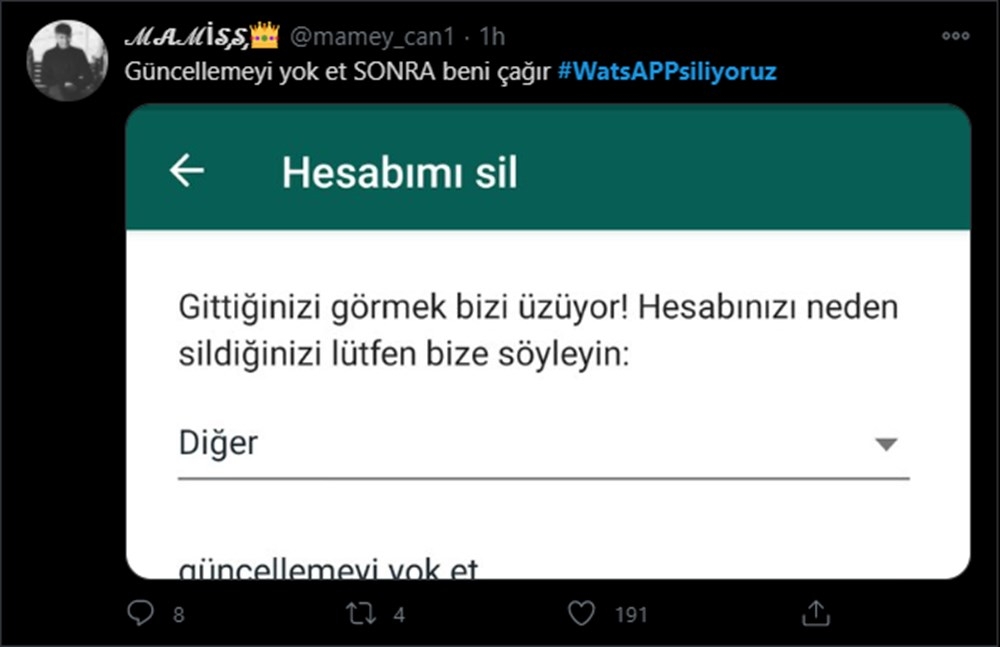 #WhatsAppSiliyoruz etiketine yapılan yorumlar galerisi resim 5