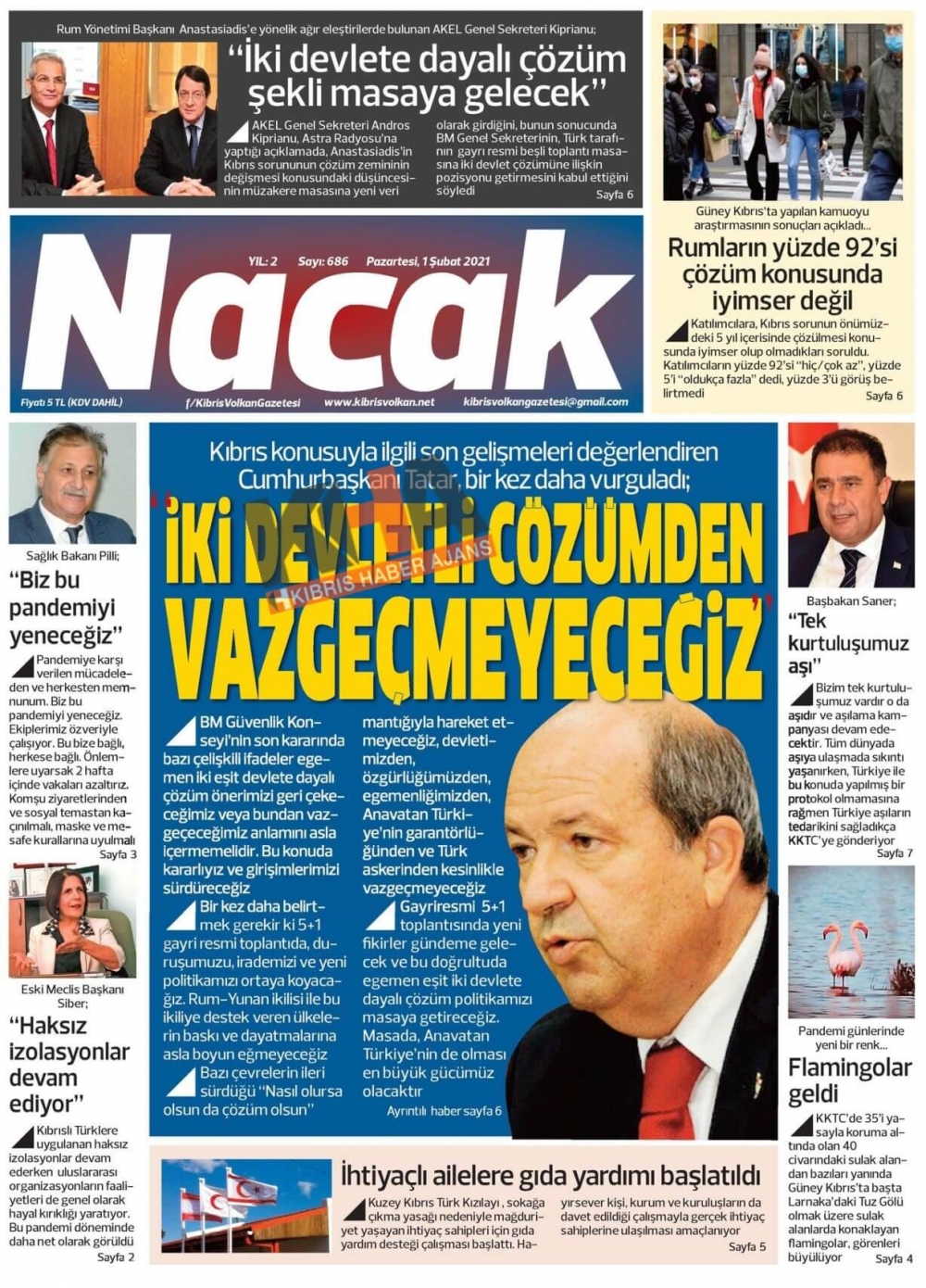 KKTC'de Gazeteler Bugün Ne Manşet Attı? (1 Şubat 2021) galerisi resim 11