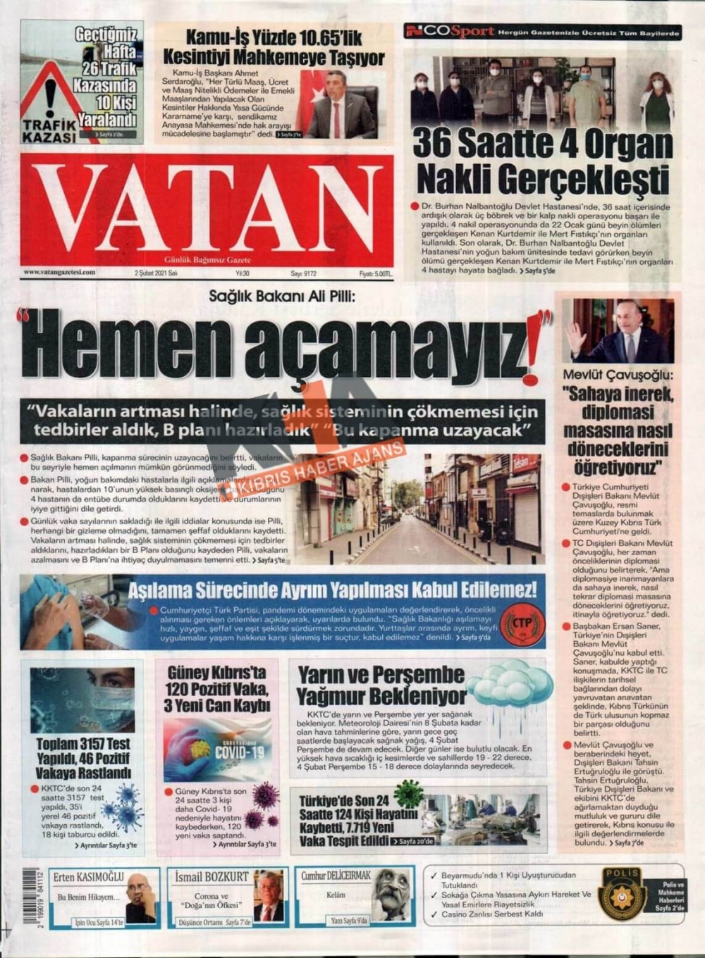 KKTC'de Gazeteler Bugün Ne Manşet Attı? (02 Şubat 2021) galerisi resim 4