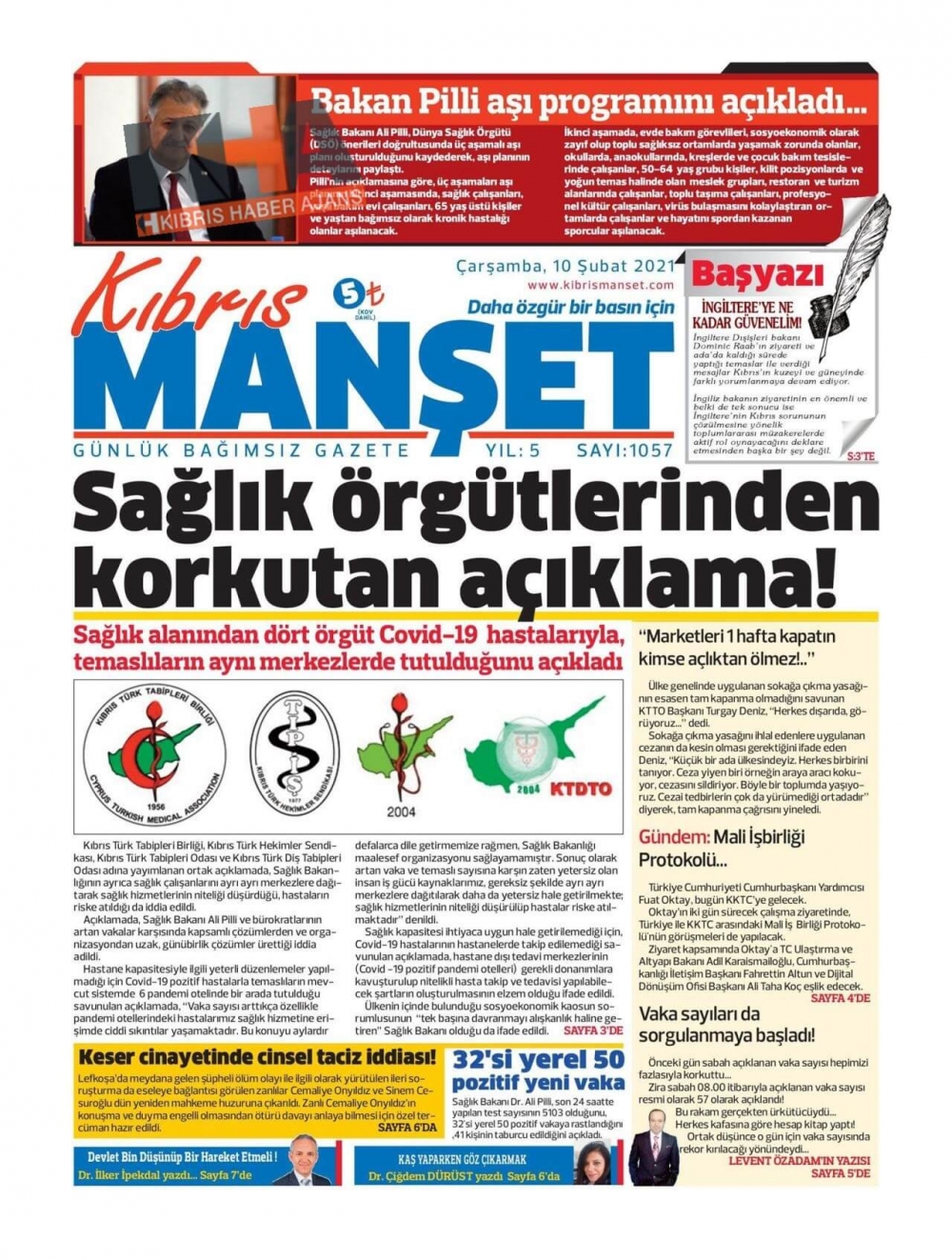 KKTC'de Gazeteler Bugün Ne Manşet Attı? (10 Şubat 2021) galerisi resim 11