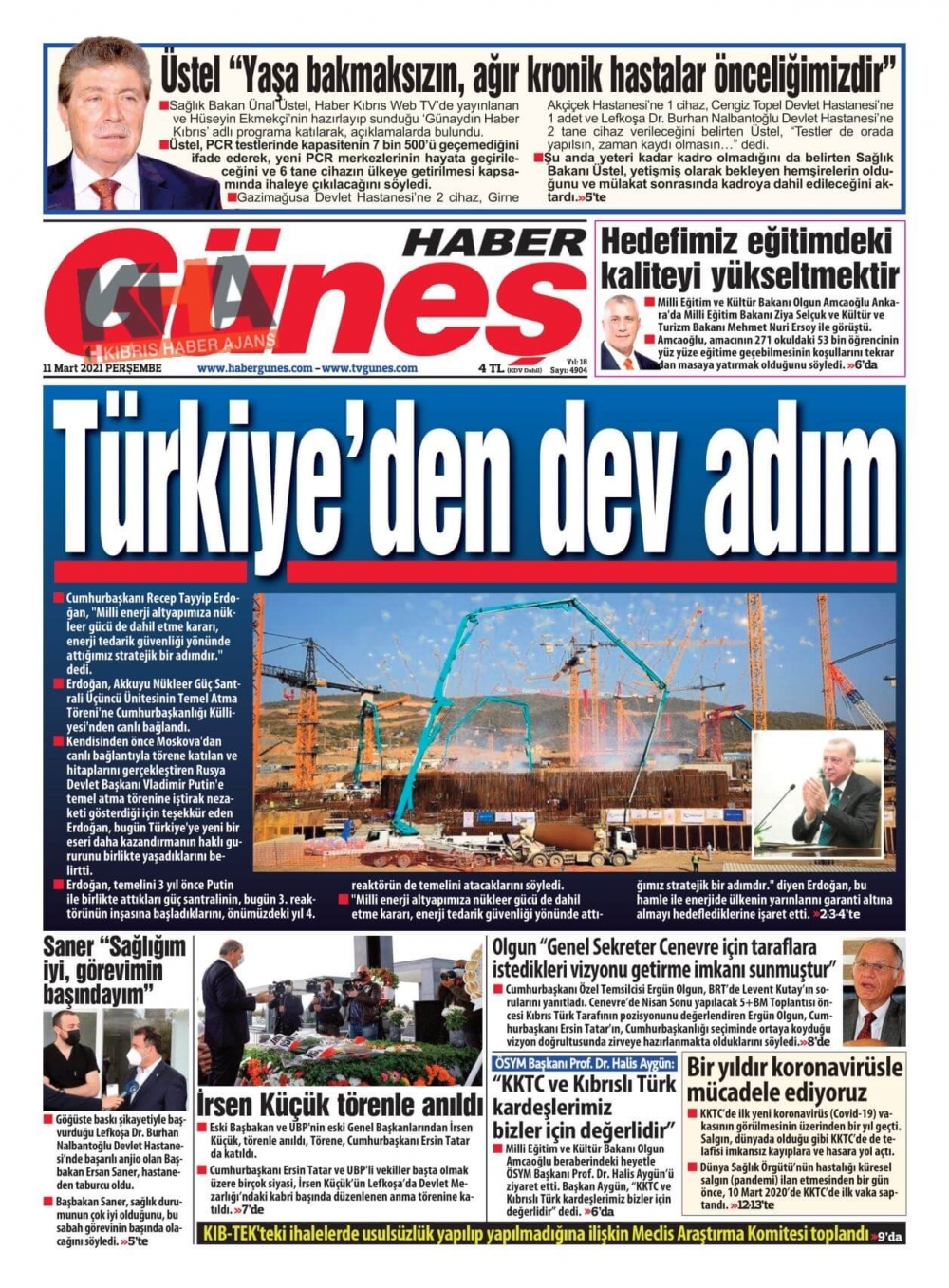 KKTC'de Gazeteler Bugün Ne Manşet Attı? (11 Mart 2021) galerisi resim 9