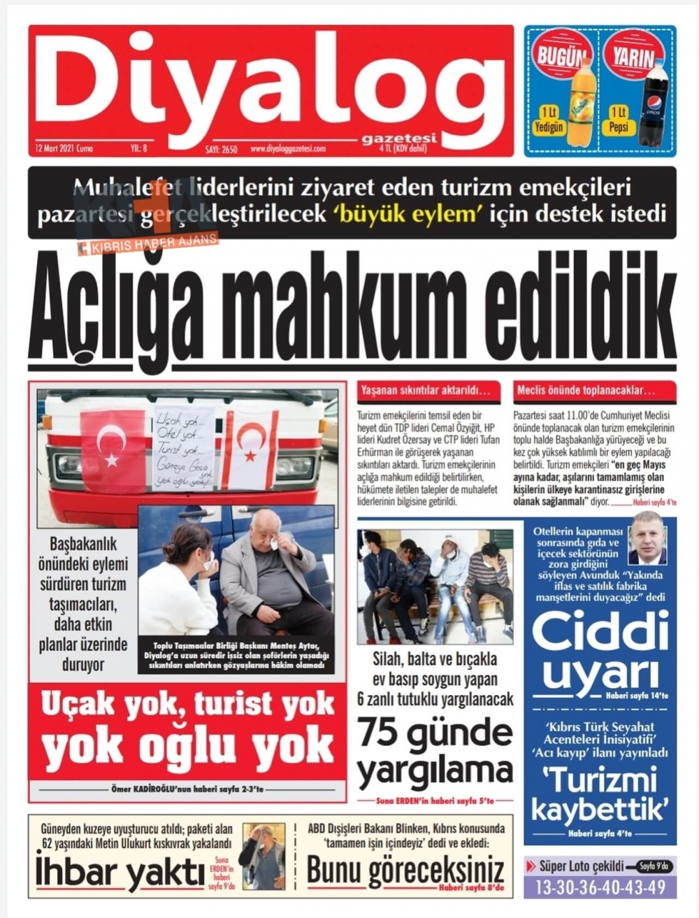 KKTC'de Gazeteler Bugün Ne Manşet Attı? (12 Mart 2021) galerisi resim 6