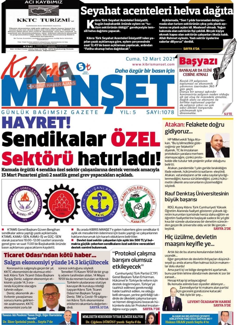 KKTC'de Gazeteler Bugün Ne Manşet Attı? (12 Mart 2021) galerisi resim 7