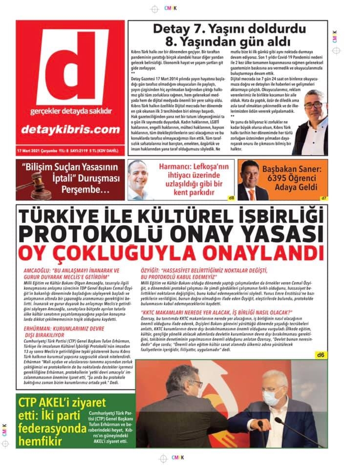 KKTC'de Gazeteler Bugün Ne Manşet Attı? (17 Mart 2021) galerisi resim 1