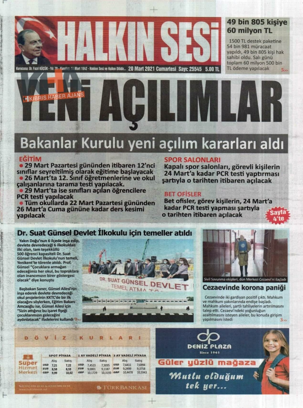 KKTC'de Bugün Gazeteler Ne Manşet Attı? (20 Mart 2021) galerisi resim 6