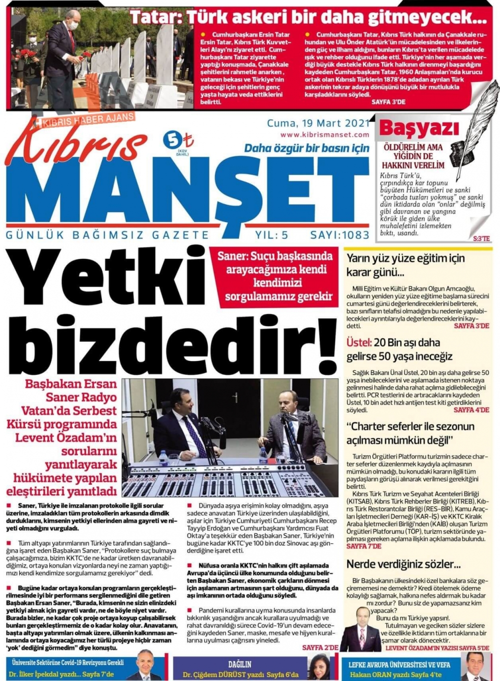 KKTC'de Gazeteler Bugün Ne Manşet Attı? (22 Mart 2021) galerisi resim 11