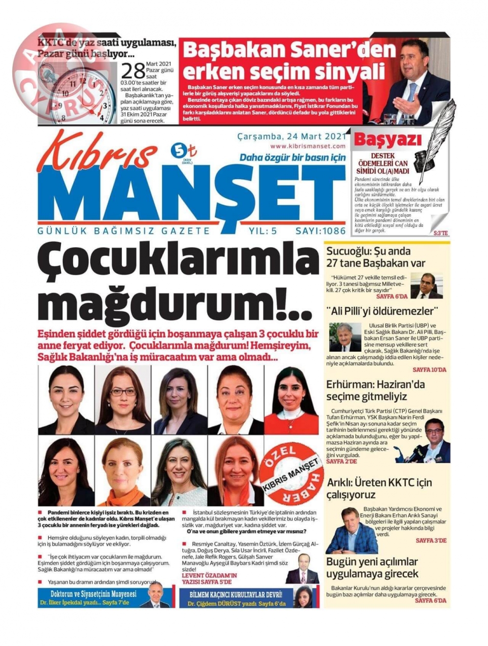 KKTC'de Gazeteler Bugün Ne Manşet Attı? (24 Mart 2021) galerisi resim 9