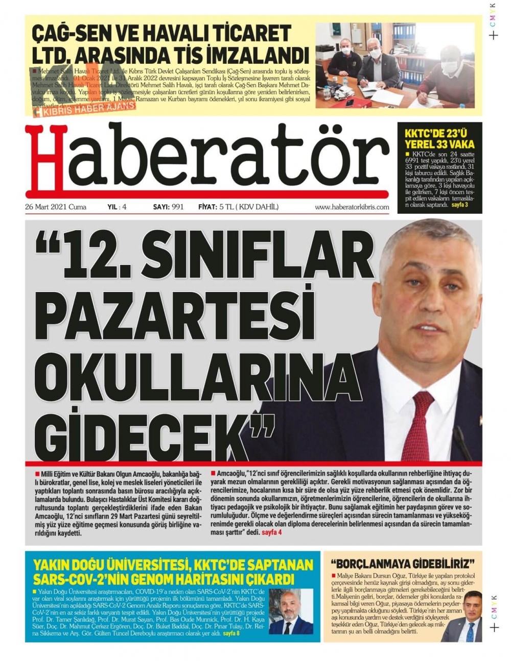 KKTC'de Gazeteler Bugün Ne Manşet Attı? (26 Mart 2021) galerisi resim 6