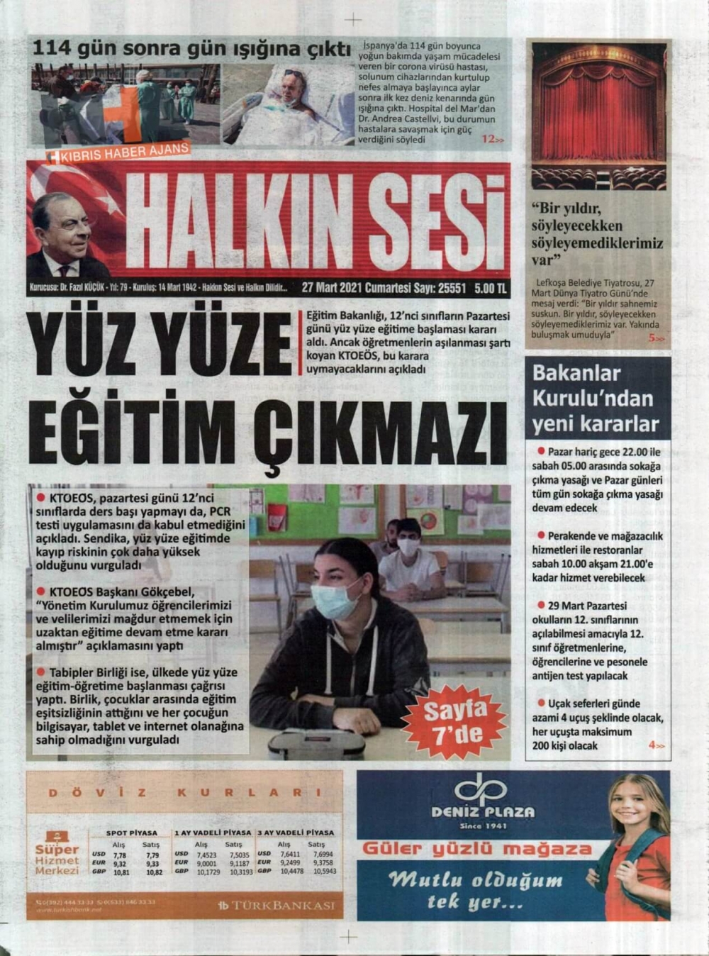 KKTC'de Bugün Gazeteler Ne Manşet Attı? (27 Mart 2021) galerisi resim 6