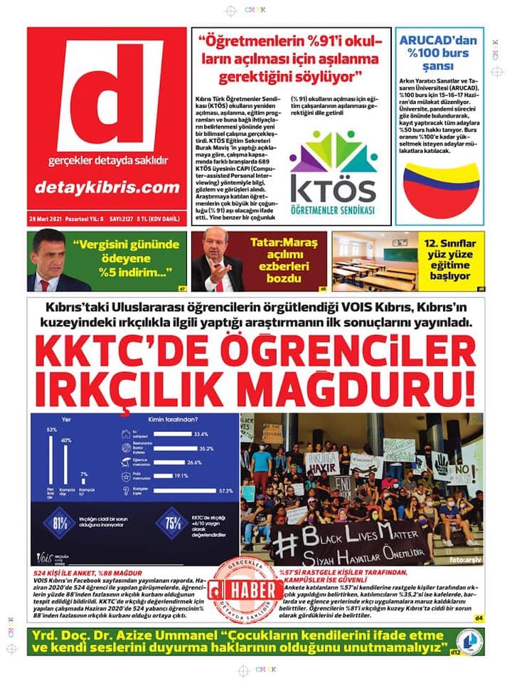 KKTC'de Gazeteler Bugün Ne Manşet Attı? (29 Mart 2021) galerisi resim 1