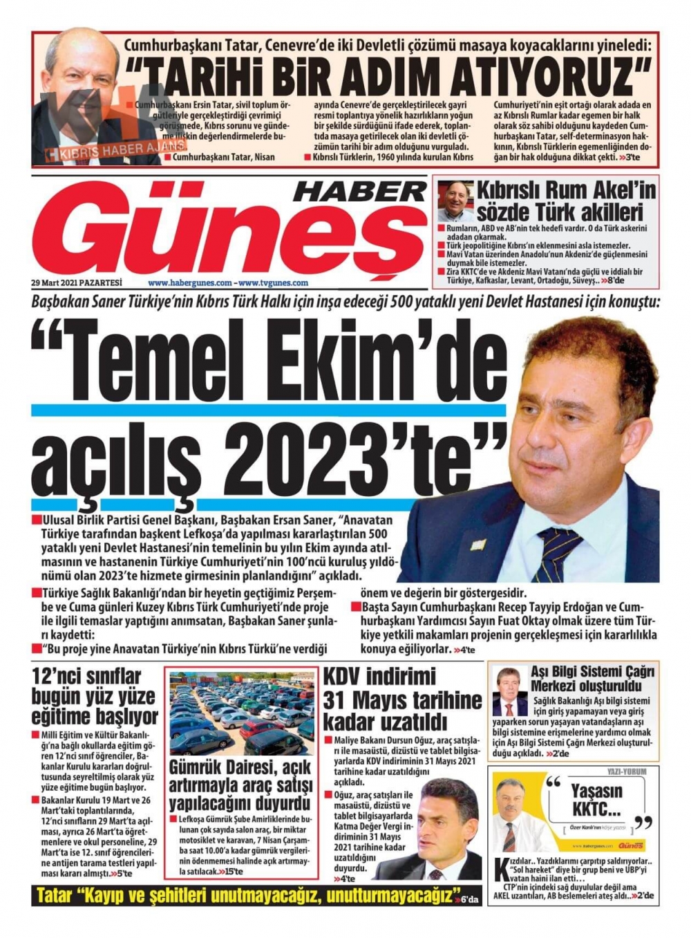 KKTC'de Gazeteler Bugün Ne Manşet Attı? (29 Mart 2021) galerisi resim 10