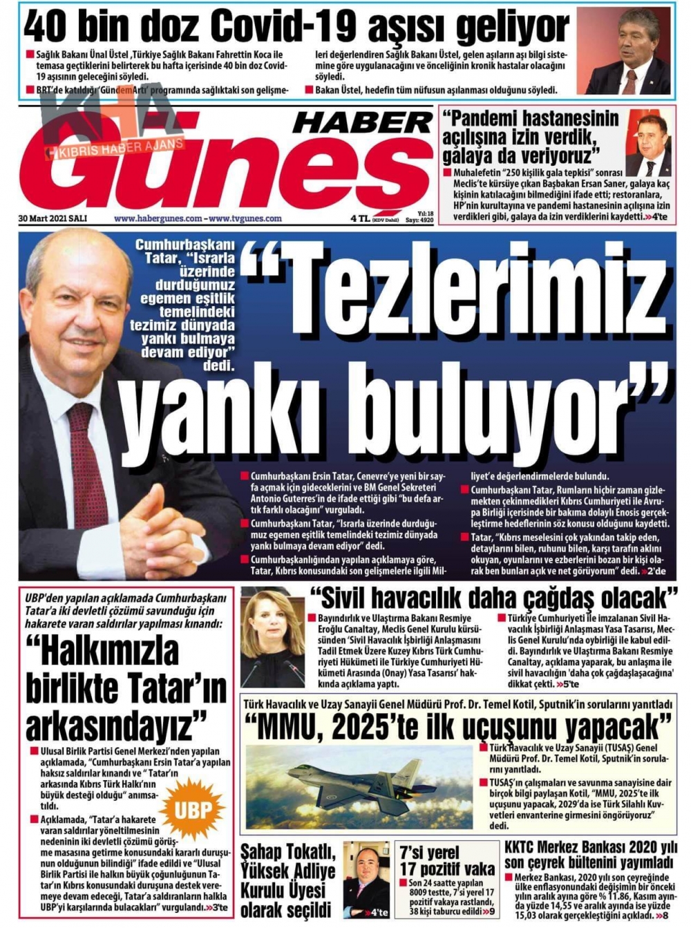 KKTC'de Gazeteler Bugün Ne Manşet Attı? (30 Mart 2021) galerisi resim 10