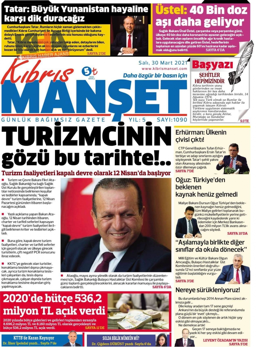 KKTC'de Gazeteler Bugün Ne Manşet Attı? (30 Mart 2021) galerisi resim 3