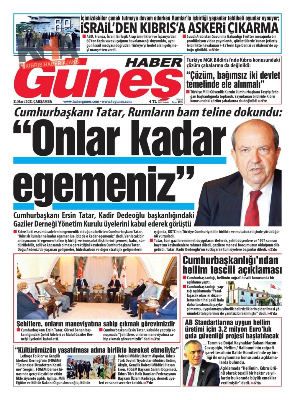 KKTC'de Gazeteler Bugün Ne Manşet Attı? (31 Mart 2021) galerisi resim 12