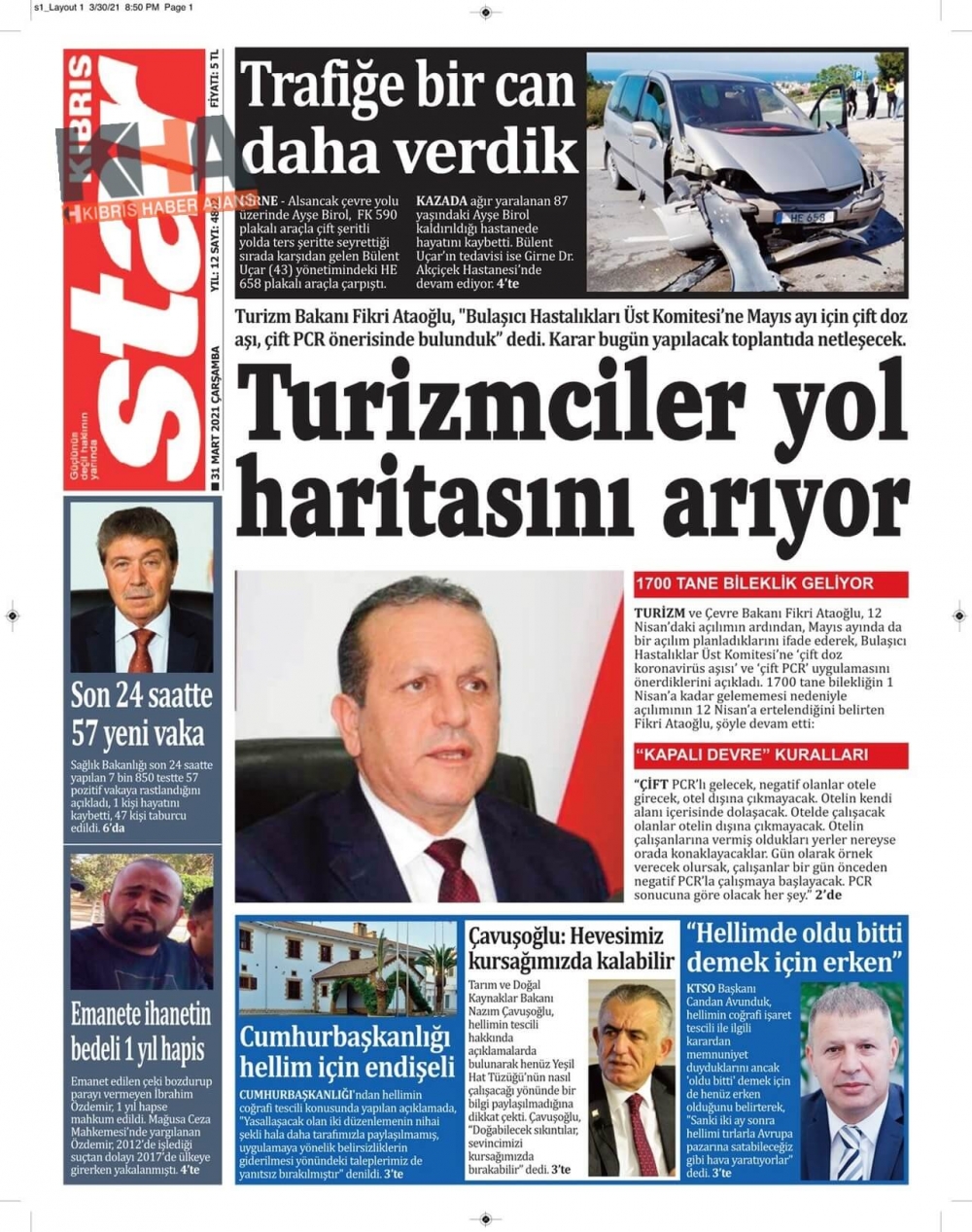 KKTC'de Gazeteler Bugün Ne Manşet Attı? (31 Mart 2021) galerisi resim 13