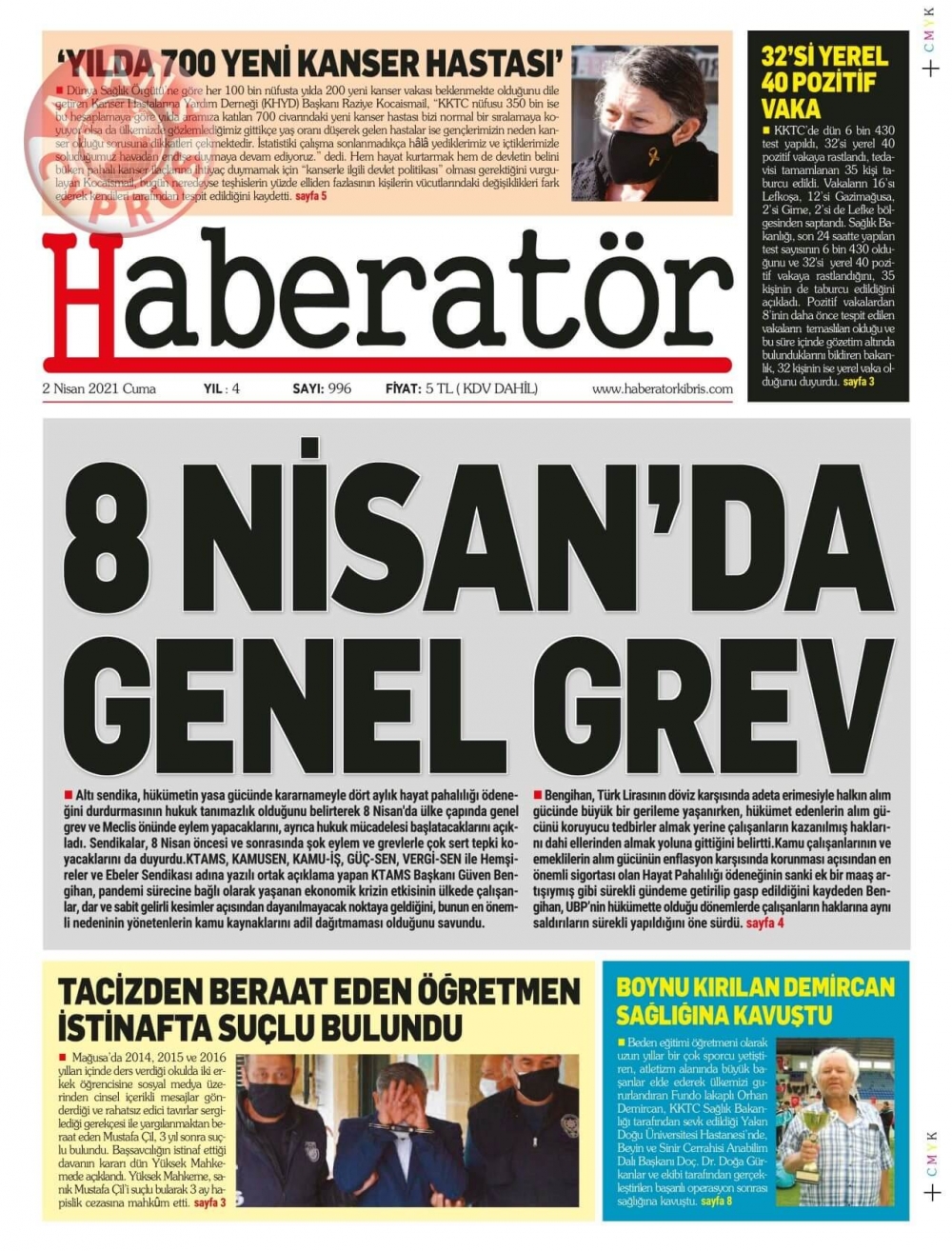 KKTC'de Gazeteler Bugün Ne Manşet Attı? (2 Nisan 2021) galerisi resim 10