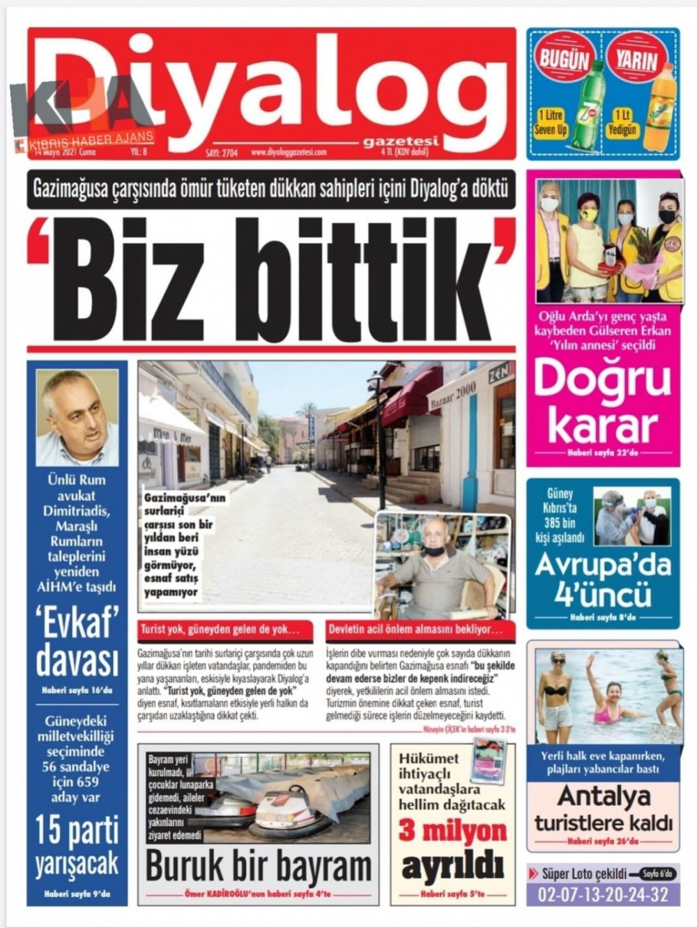 KKTC'de Gazeteler Bugün Ne Manşet Attı? (14 Mayıs 2021) galerisi resim 3