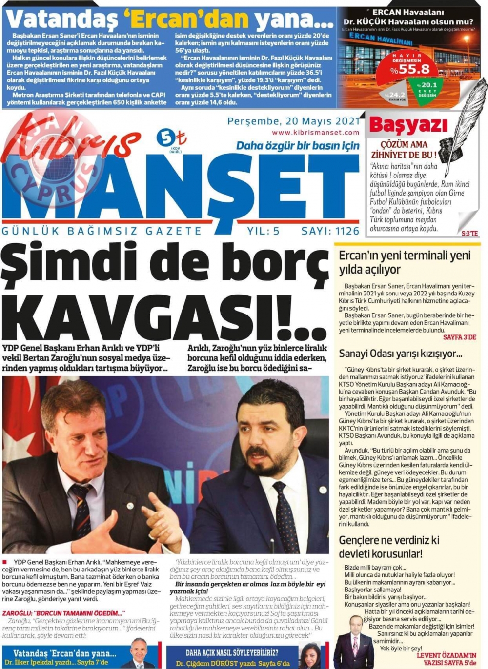 KKTC'de Gazeteler Bugün Ne Manşet Attı? (20 Mayıs 2021) galerisi resim 8