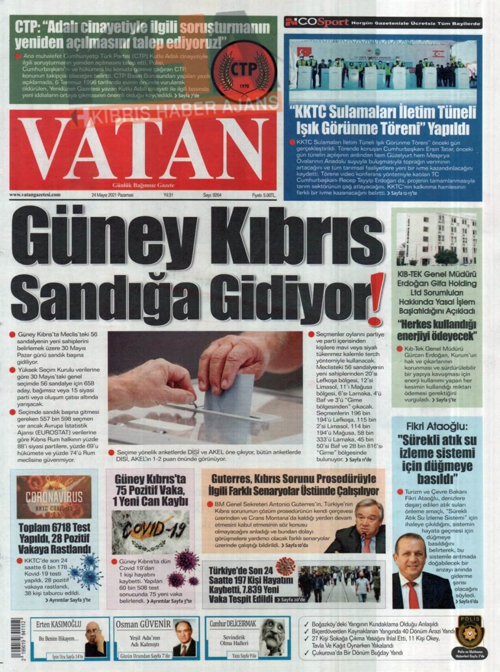 KKTC'de Gazeteler Bugün Ne Manşet Attı? (24 Mayıs 2021) galerisi resim 10