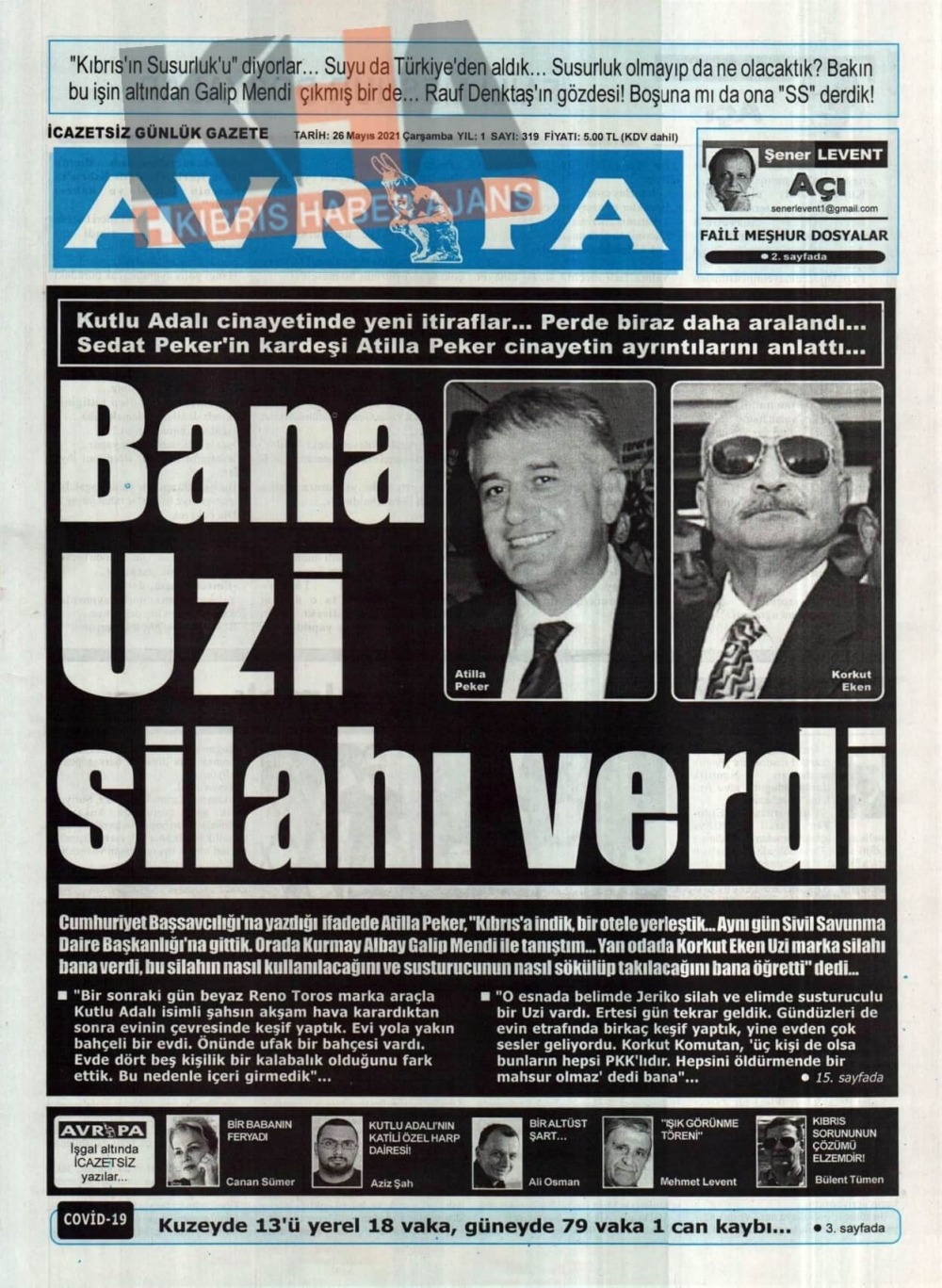 KKTC'de Gazeteler Bugün Ne Manşet Attı? (26 Mayıs 2021) galerisi resim 3