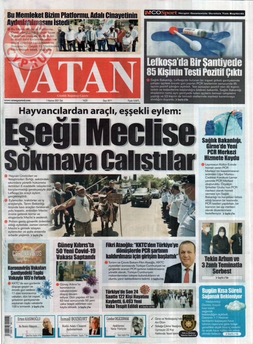 KKTC'de Gazeteler Bugün Ne Manşet Attı? (1 Haziran 2021) galerisi resim 12