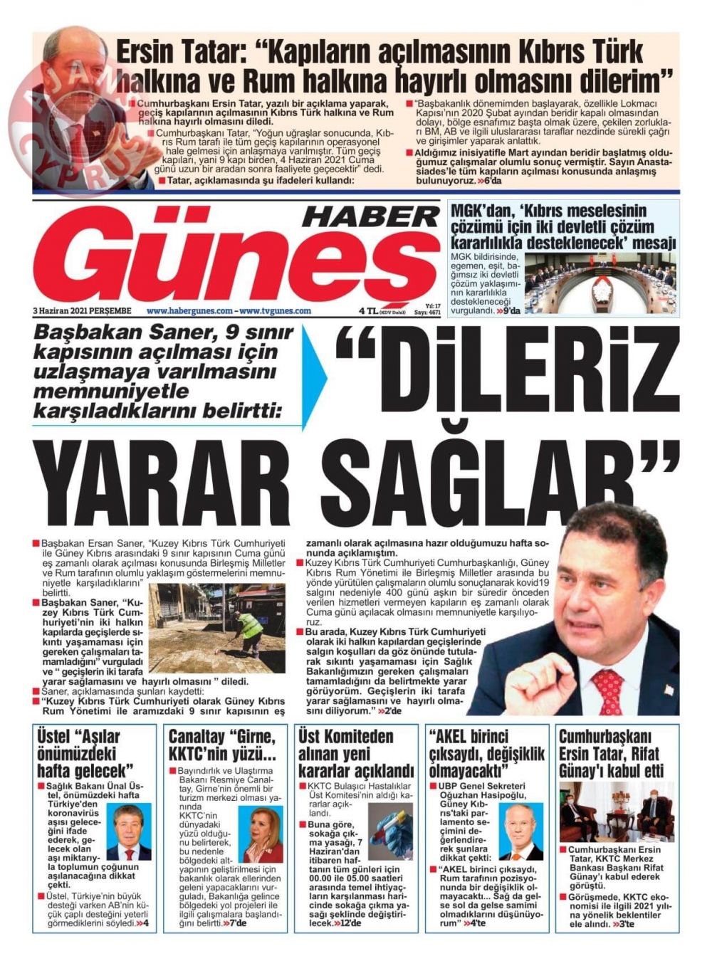 KKTC'de Gazeteler Bugün Ne Manşet Attı? (3 Haziran 2021) galerisi resim 4