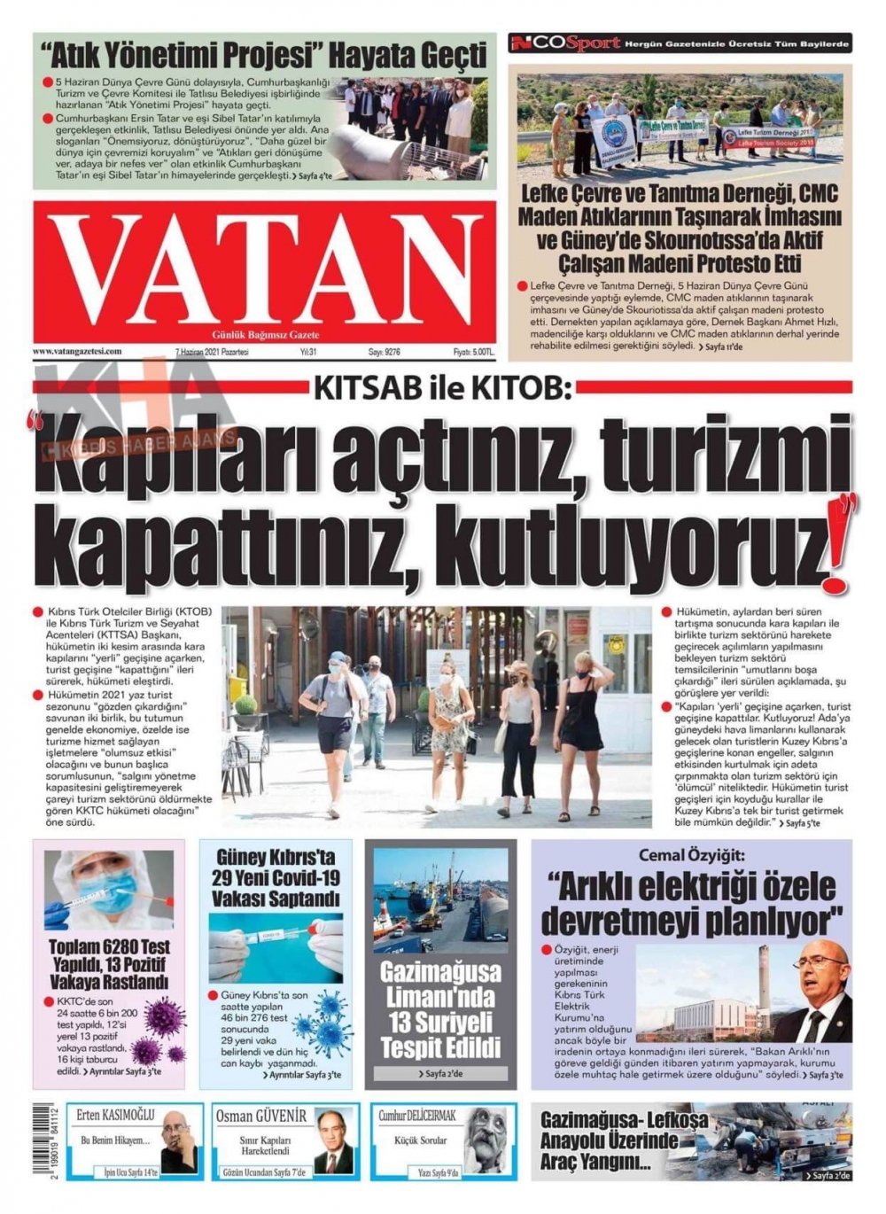 KKTC'de Gazeteler Bugün Ne Manşet Attı? (7 Haziran 2021) galerisi resim 8