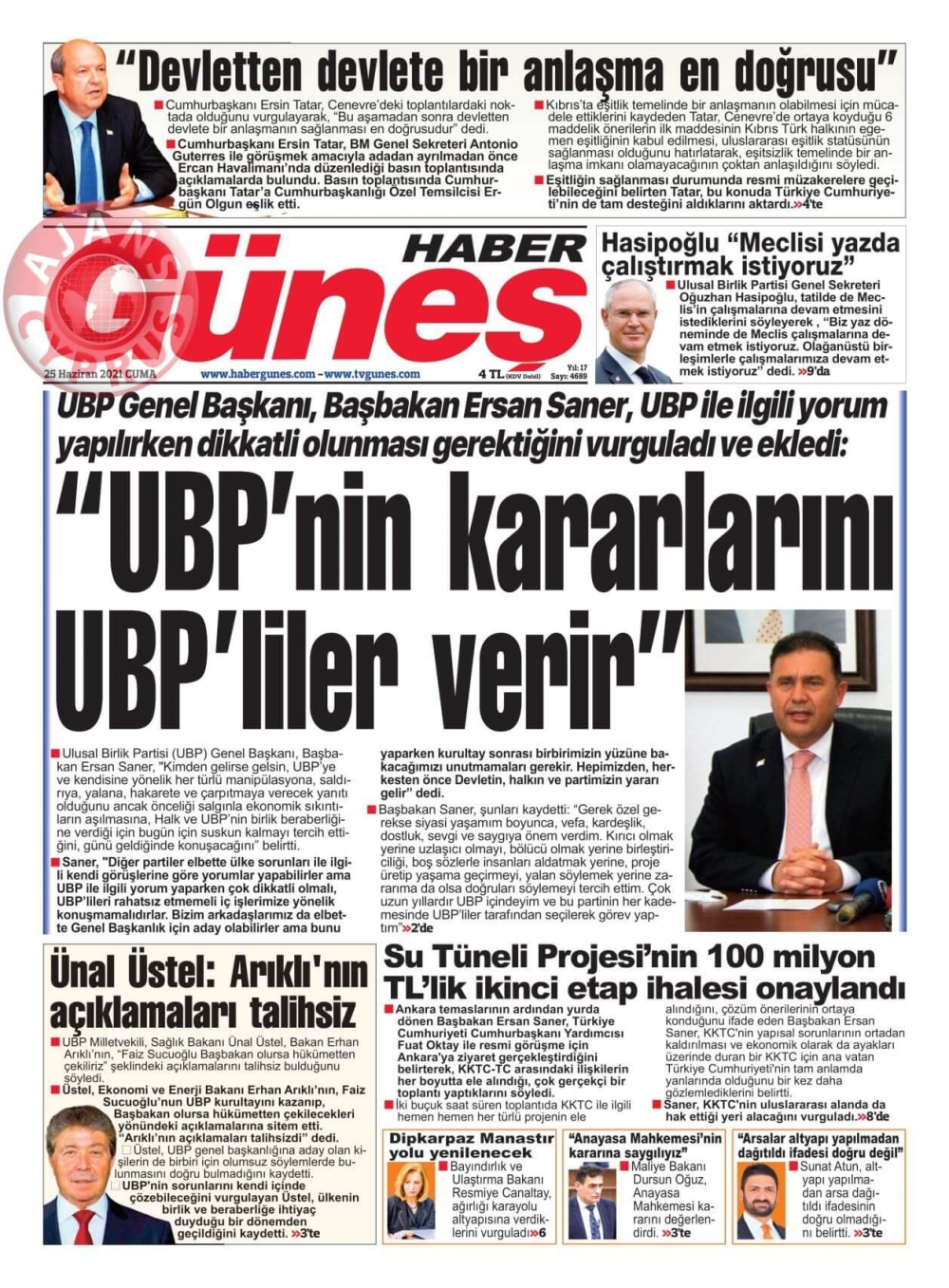 KKTC'de Gazeteler Bugün Ne Manşet Attı? (25 Haziran 2021) galerisi resim 5