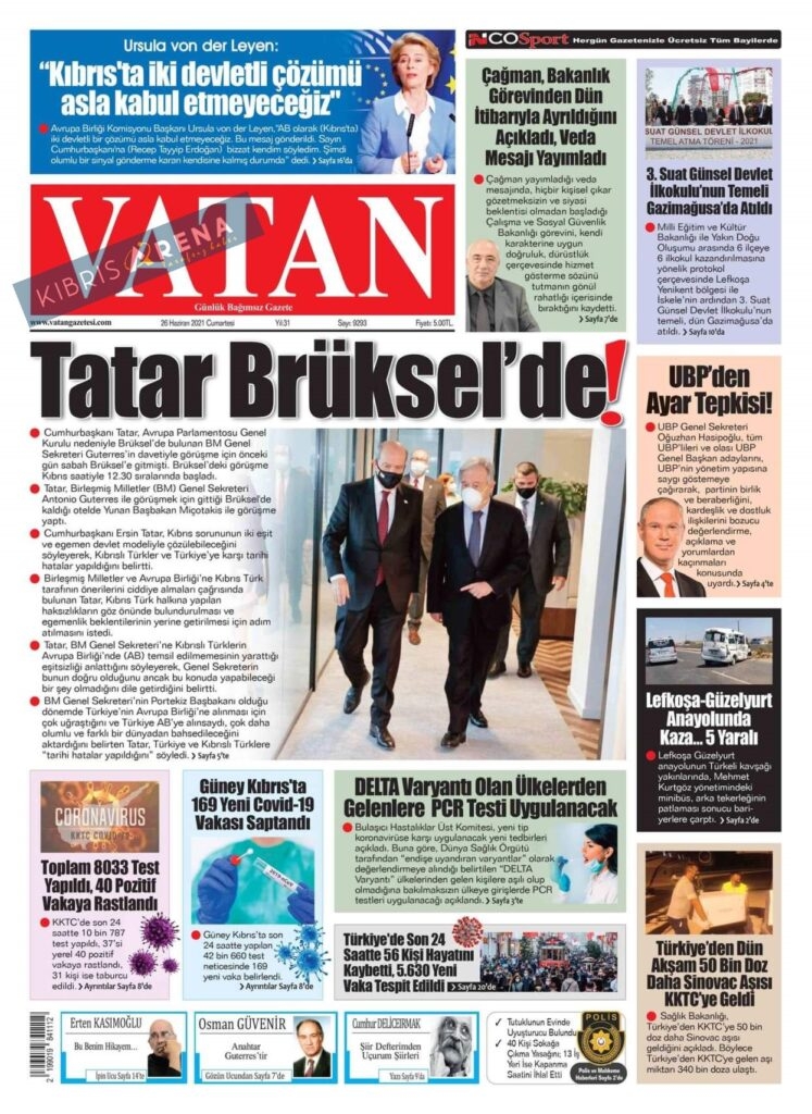 KKTC'de Gazeteler Bugün Ne Manşet Attı? (26 Haziran 2021) galerisi resim 3