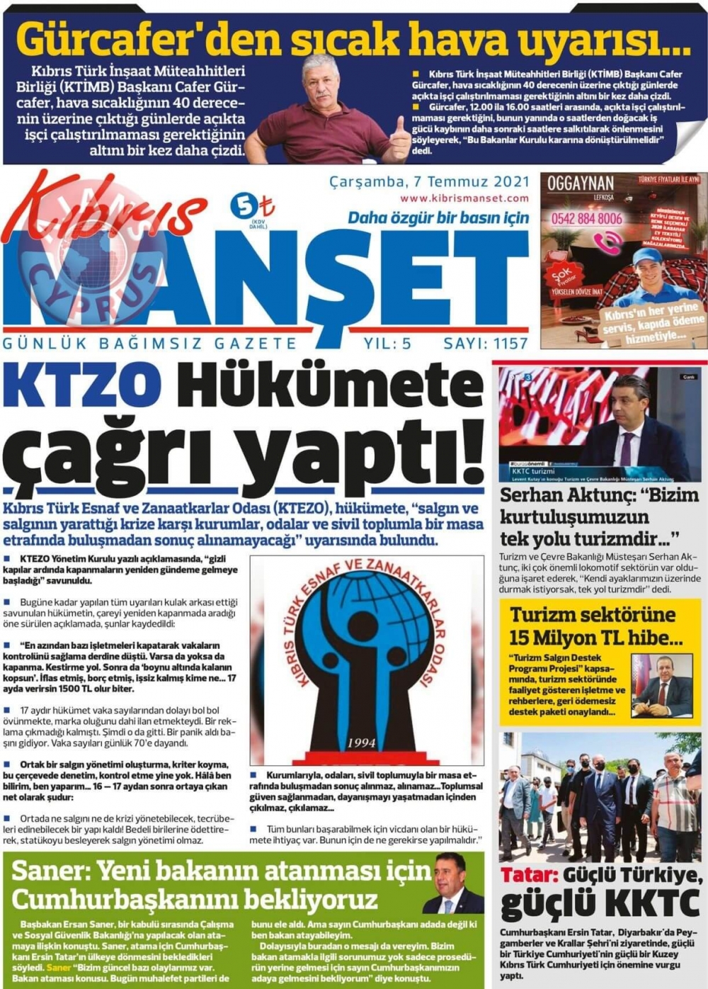 KKTC'de Gazeteler Bugün Ne Manşet Attı? (7 Temmuz 2021) galerisi resim 5