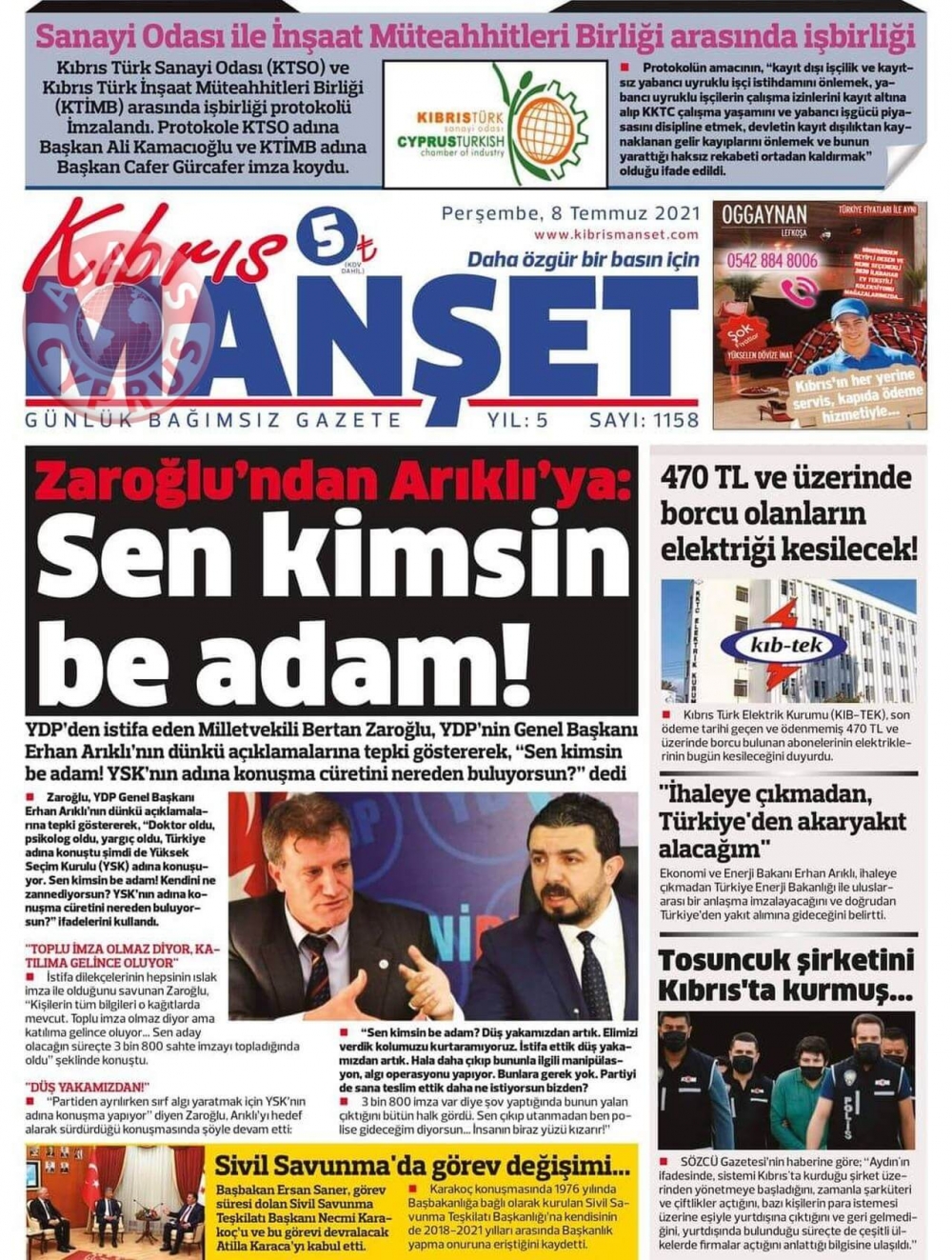 KKTC'de Gazeteler Bugün Ne Manşet Attı? (8 Temmuz 2021) galerisi resim 5