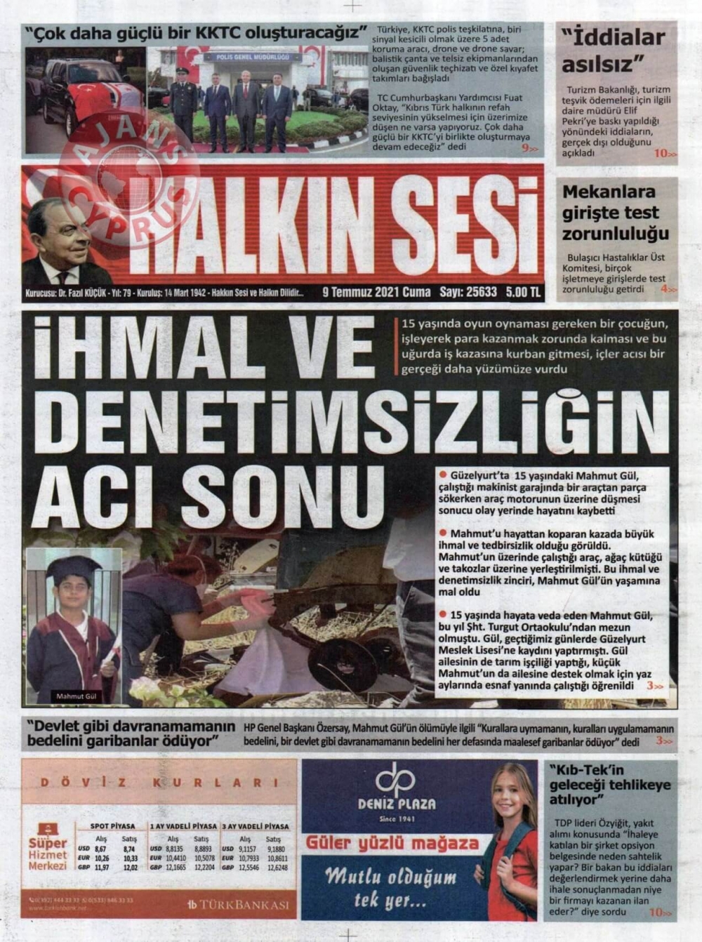 KKTC'de Gazeteler Bugün Ne Manşet Attı? (9 Temmuz 2021) galerisi resim 4