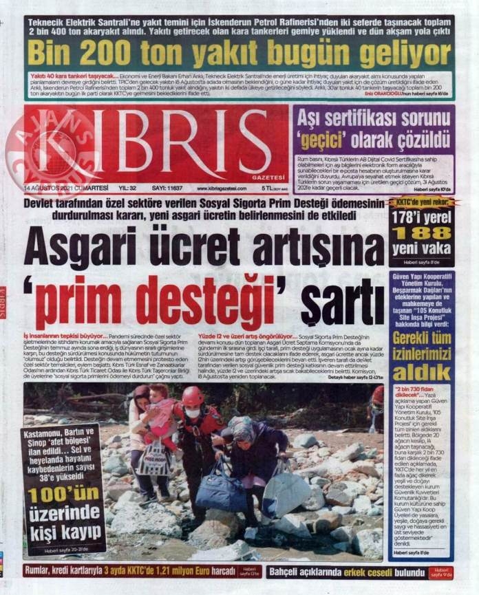 KKTC'de Gazeteler Bugün Ne Manşet Attı? (14 Ağustos 2021) galerisi resim 4