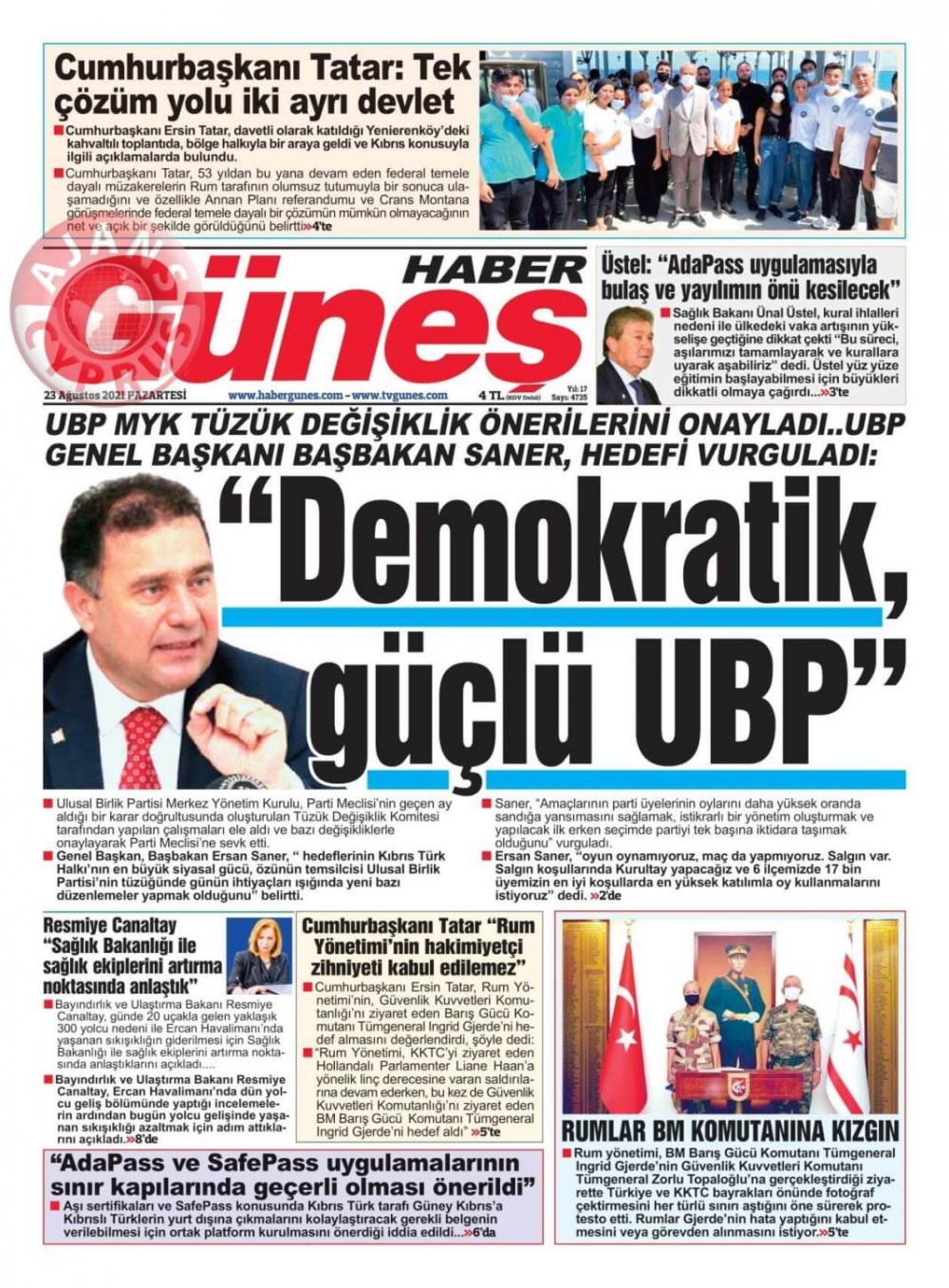 KKTC'de Gazeteler Bugün Ne Manşet Attı? (23 Ağustos 2021) galerisi resim 9