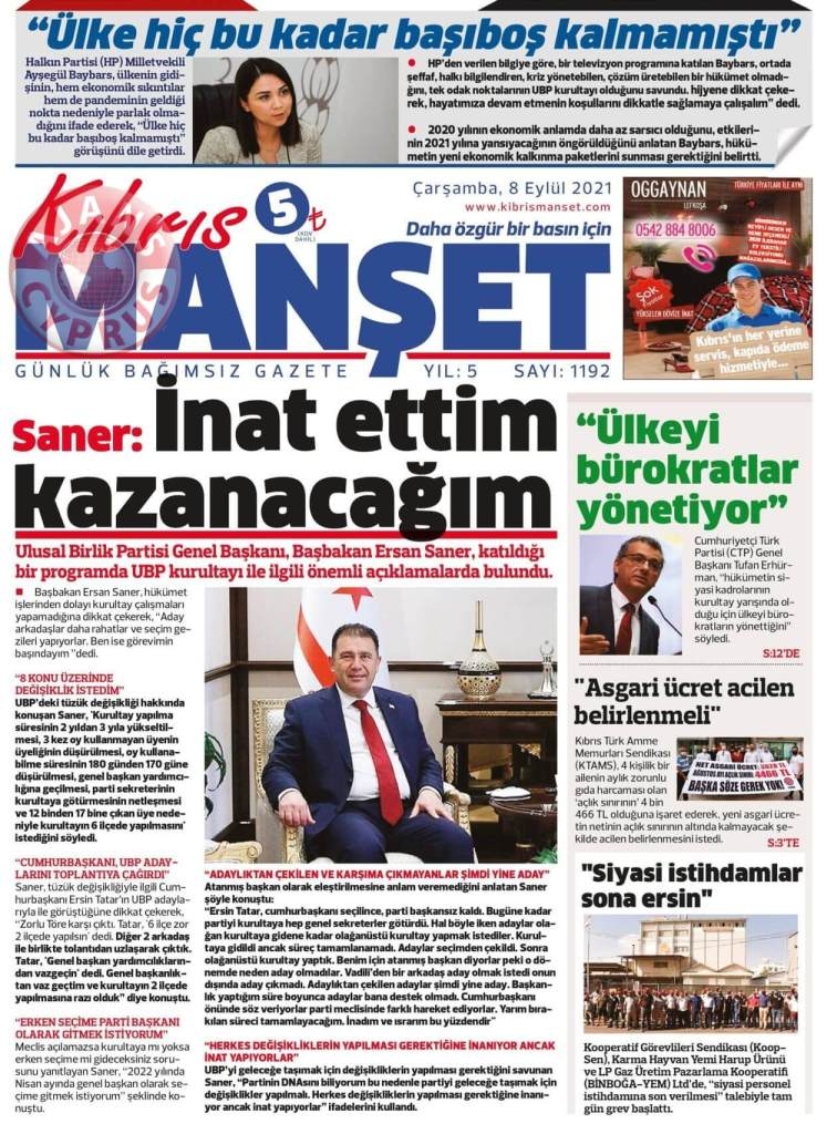 KKTC'de Gazeteler Bugün Ne Manşet Attı? (8 Eylül 2021) galerisi resim 7