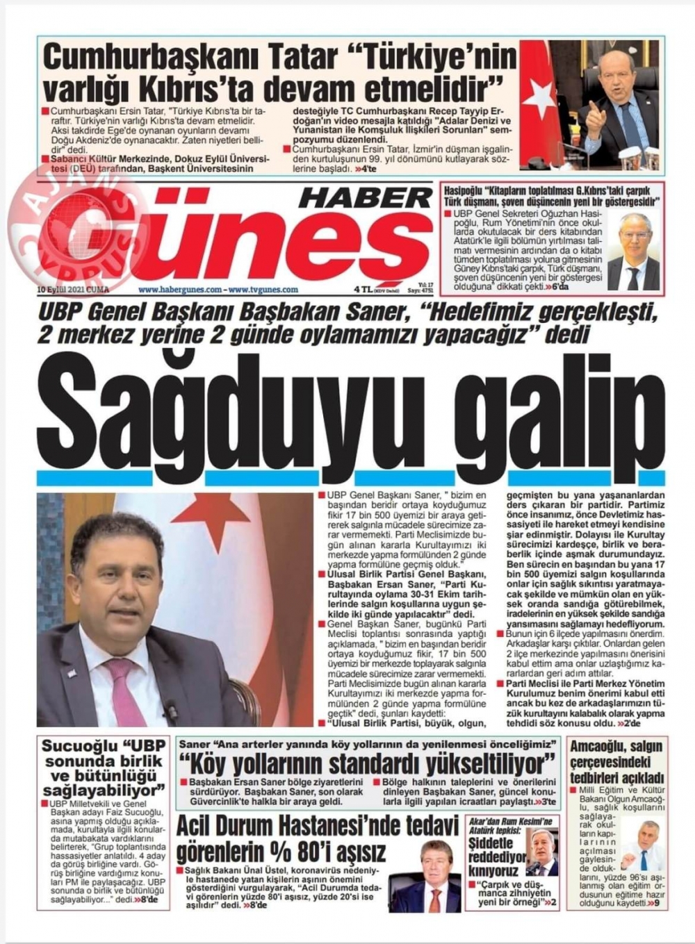 KKTC'de Gazeteler Bugün Ne Manşet Attı? (10 Eylül 2021) galerisi resim 7