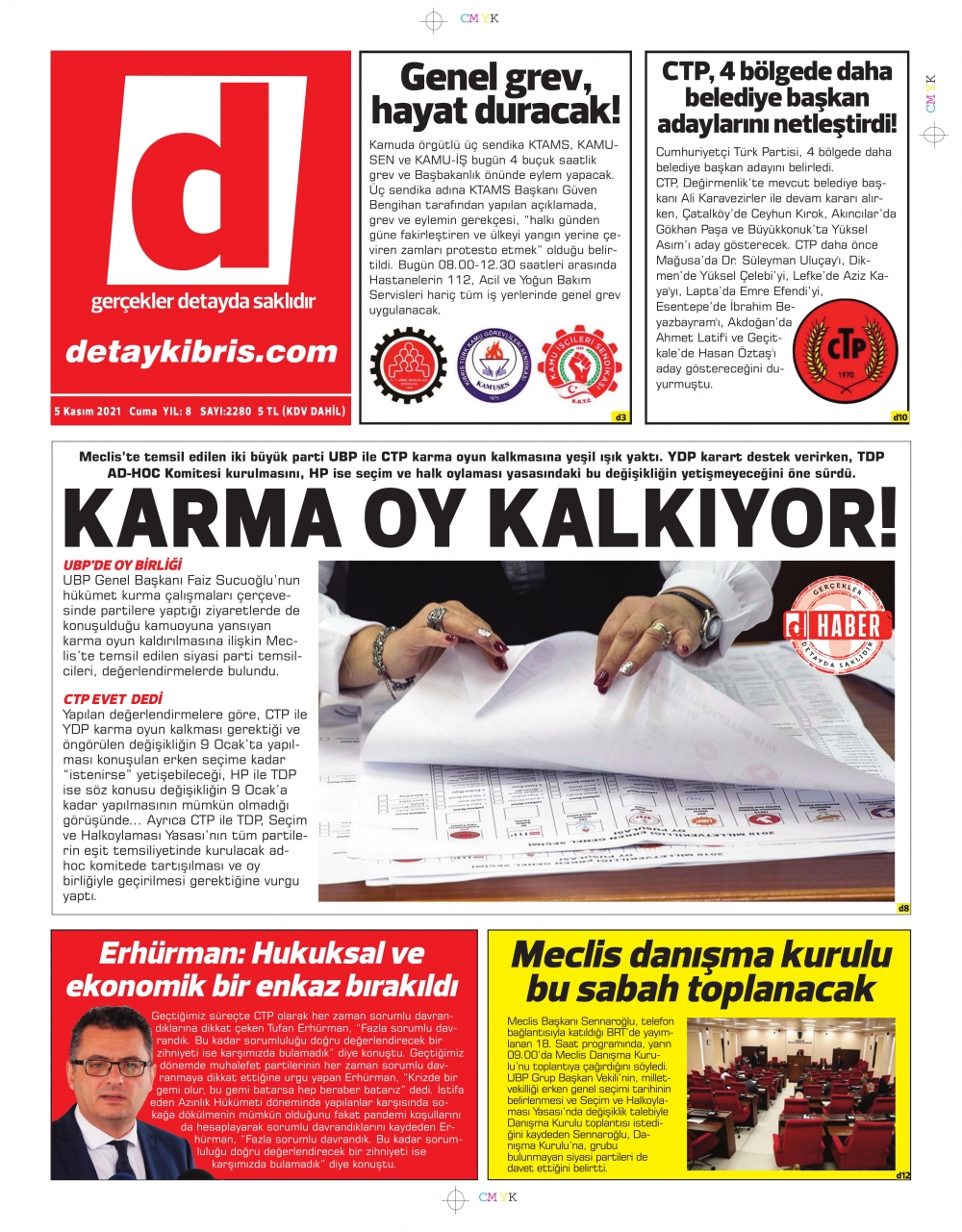 KKTC'de Gazeteler Bugün Ne Manşet Attı? (5 Kasım 2021) galerisi resim 11