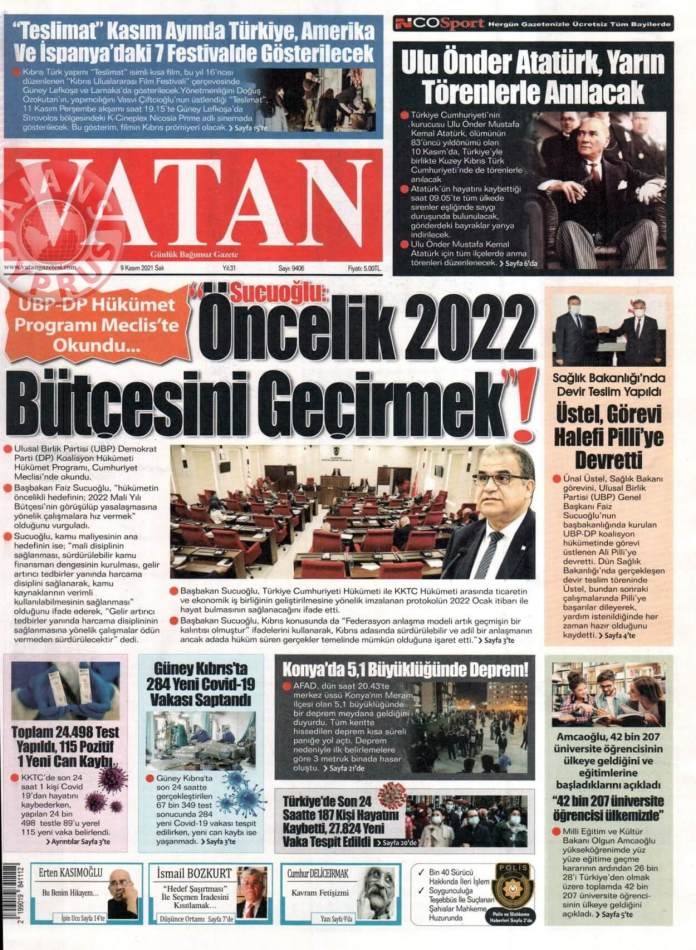 KKTC'de Gazeteler Bugün Ne Manşet Attı? (9 Kasım 2021) galerisi resim 3