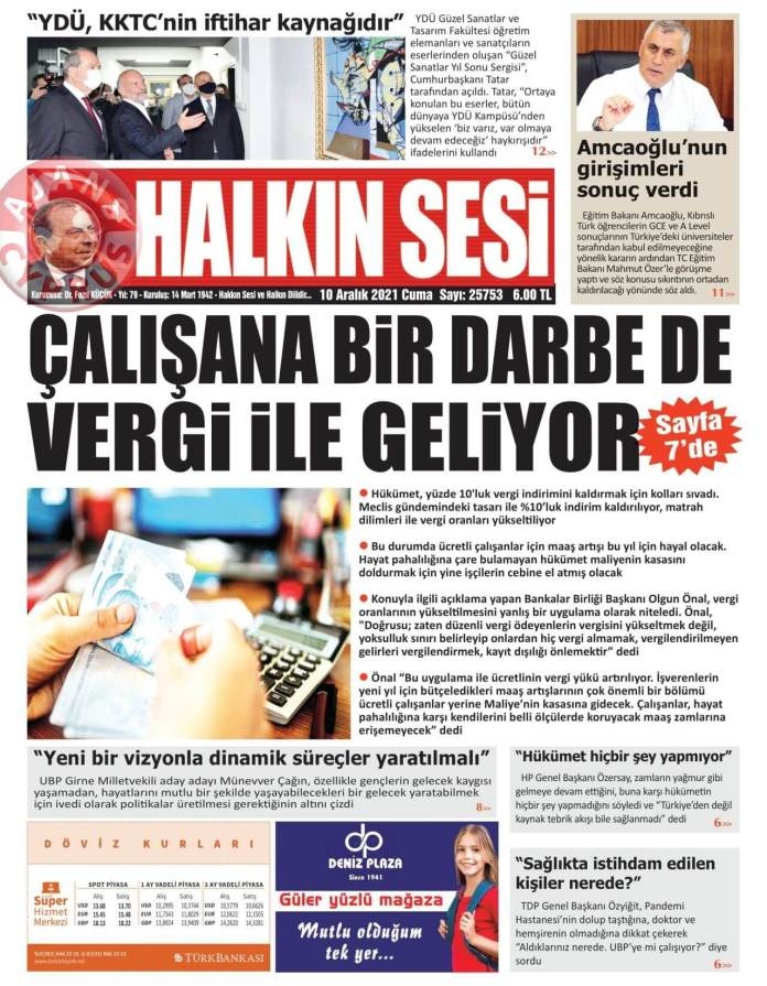 KKTC'de Gazeteler Bugün Ne Manşet Attı? (10 Aralık 2021) galerisi resim 1