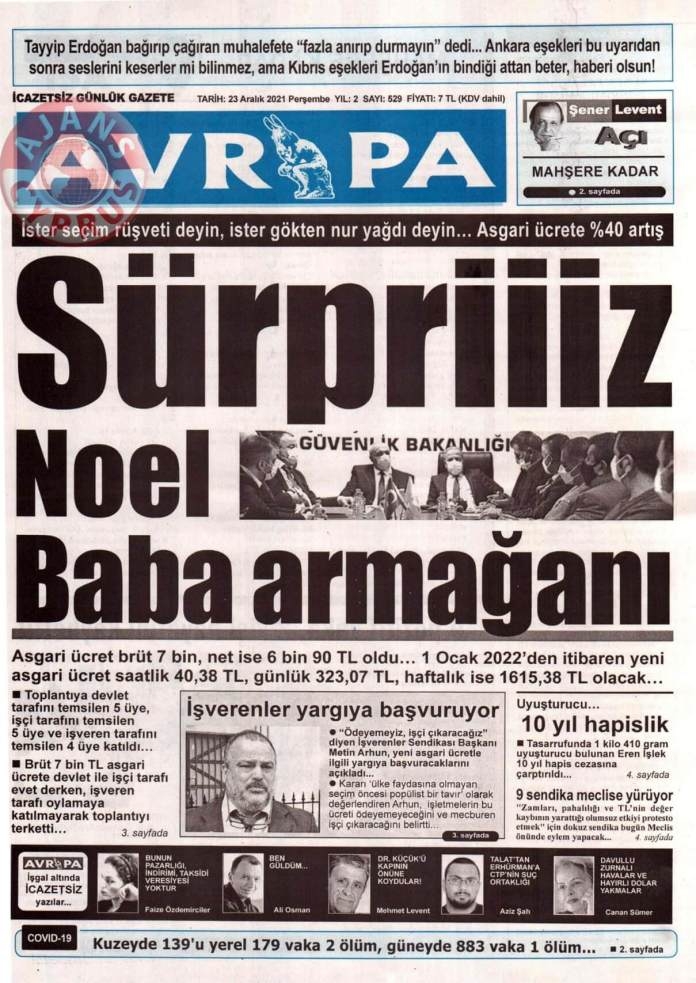 KKTC'de Gazeteler Bugün Ne Manşet Attı? 23 Aralık 2021 galerisi resim 3